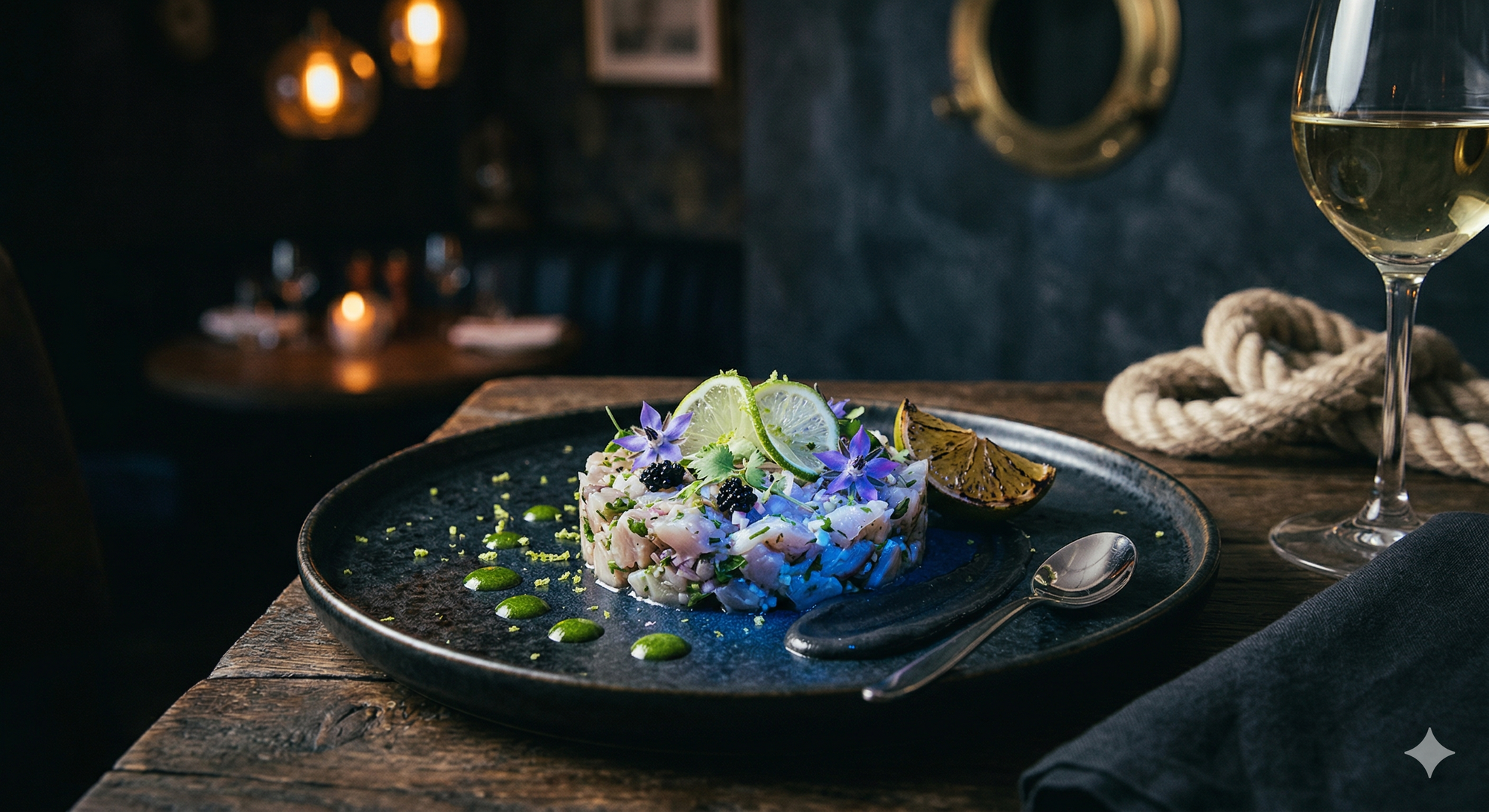 a fantasy plate of siphon eel tartar
